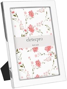 eletecpro 4x6 Enamel Picture Frame with Real Glass Cover, 1 Pack Black Photo Frame with Gold Metal Edge, Horizontal and Vertical Display Pictures 4x6 for Tabletop, Bookshelf, Wall Decor Eletecpro