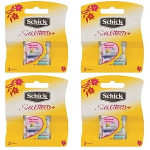 Schick Silk Effects+ Plus Refill Cartridges, 3 Count (Pack of 4) Schick