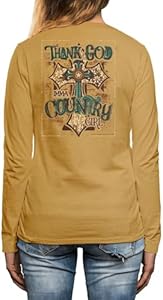 Southern Couture Thank God Imma Country Girl - Mustard Yellow Cotton Women's Casual Long Sleeve T-Shirt Southern Couture