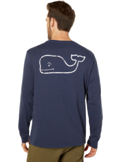 Винтажная футболка с длинным рукавом и карманом в виде кита Vineyard Vines