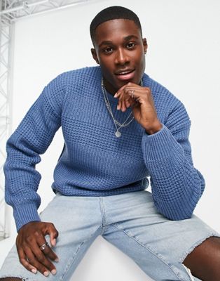 Голубой свитер свободного кроя в полоску New Look New Look