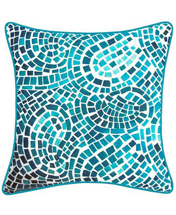 NYBG Внутренняя, наружная декоративная подушка с вышивкой мозаикой, 20 x 20 дюймов Edie@Home