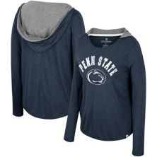 Women's Colosseum  Navy Penn State Nittany Lions Distressed Heather Long Sleeve Hoodie T-Shirt Colosseum