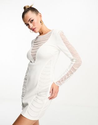 Эксклюзивное белое платье мини с длинными рукавами Starlet Starlet