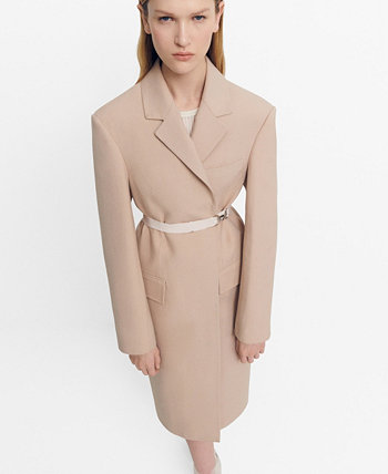 Women's Belted Structured Double Fabric Coat MANGO