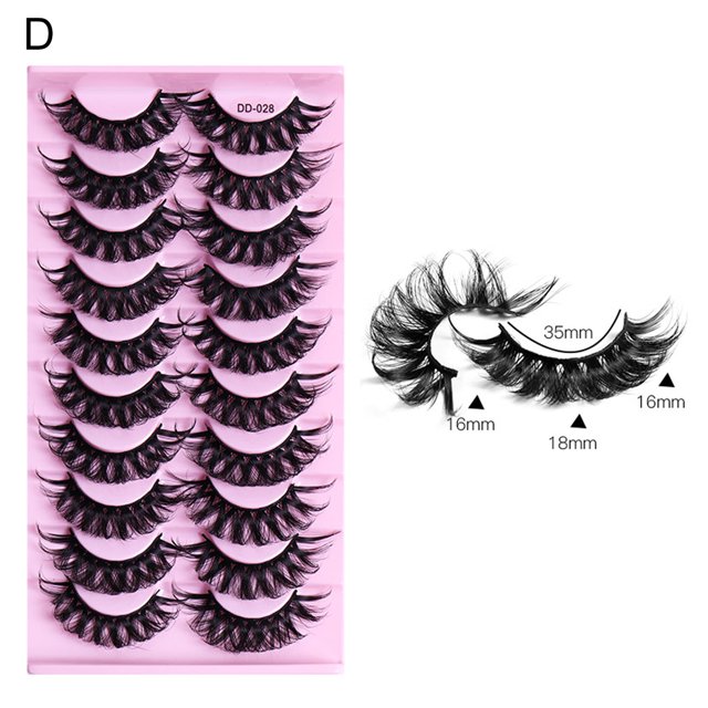 Mairbeon 10 Pairs False Eyelashes Natural 3D Effect Multi-layer Thick Waterproof Eyes Make Up Long Lasting Fluffy Fake Eyelashes Make Up-D Mairbeon