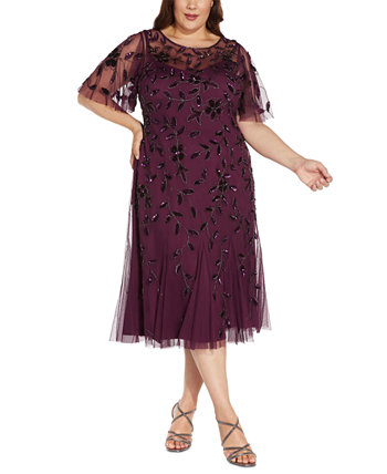 Платье трапециевидной формы с развевающимися рукавами и украшением больших размеров Adrianna Papell