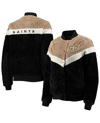 Женская черно-кремовая куртка New Orleans Saints Riot Squad Sherpa Full-Snap G-III