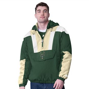 Men's Starter  Green Milwaukee Bucks Charger Half-Zip Pullover Jacket Starter