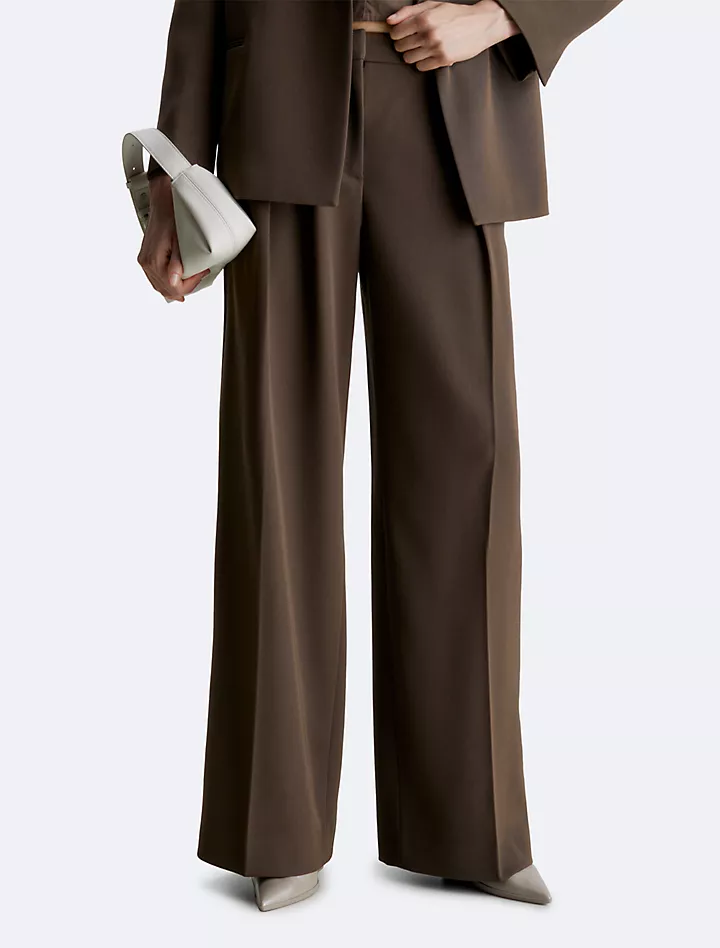 Широкие брюки из шерстяного твила Calvin Klein