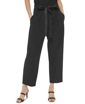 Женские укороченные брюки из твила с высокой посадкой и завязками на талии DKNY