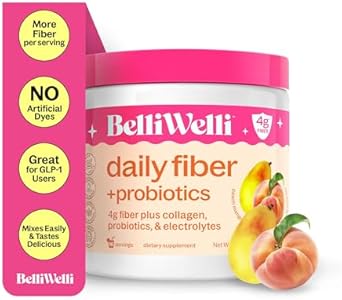 Daily Fiber Supplement with Added Collagen, Probiotics and Electrolytes | Supports Digestive Health and Regularity | Cucumber Lime Mint | 16 Servings (Порции) Belli Welli