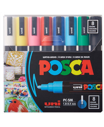 8-Color Paint Marker Set, Pc-5M Medium POSCA