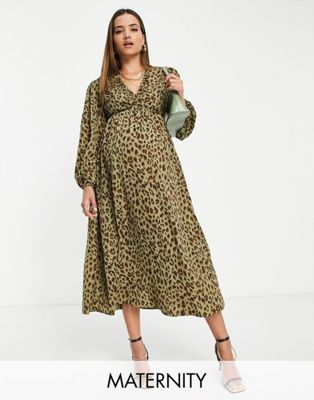 Оливковое платье мидакси с леопардовым принтом Missguided Maternity Missguided Maternity