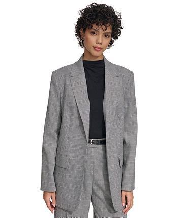 Женский пиджак с узором «гусиные лапки» с открытым передом Calvin Klein