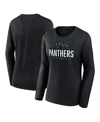 Женская черная футболка с длинными рукавами и логотипом Carolina Panthers большого размера Fanatics