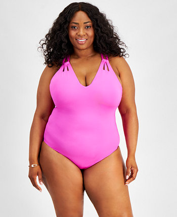 Plus Size Color Code Strappy One-Piece Swimsuit Becca ETC