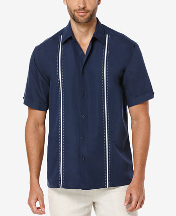 Мужская рубашка на пуговицах с короткими рукавами и вставками с вышивкой Cubavera