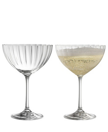 Galway Crystal Erne Saucer Champagne Glasses, Set of 2 Belleek