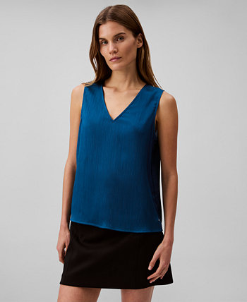 Women's Textured Plissé V-Neck Tank Top Calvin Klein