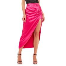 Side Ruched Front Slit Midi Skirt Endless rose