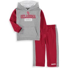 Комплект из флисовой худи и брюк для малышей Colosseum Heathered Grey/Crimson Oklahoma Sooners Back To School Colosseum