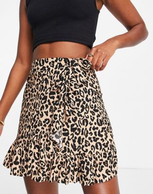 Trendyol wrap mini skirt in leopard print TRENDYOL