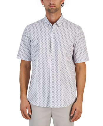 Мужская эластичная рубашка на пуговицах с короткими рукавами и геометрическим принтом Alfatech, созданная для Macy's Alfani