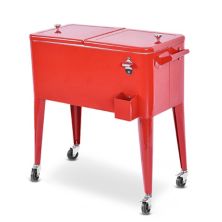 Красная портативная тележка-холодильник для патио на открытом воздухе Slickblue