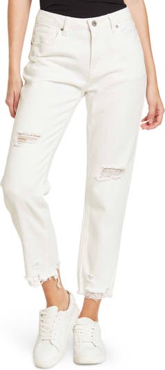 Белые джинсы прямого кроя с эффектом потертости Wishlist