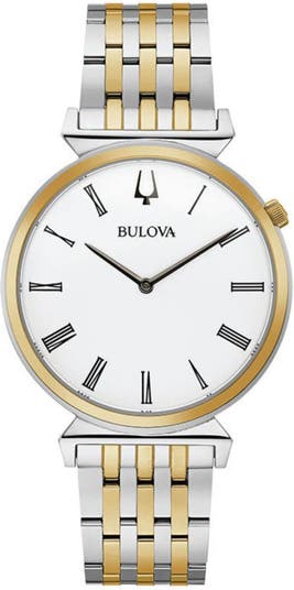 Мужские часы Regatta Heritage с белым циферблатом из нержавеющей стали, 38 мм Bulova