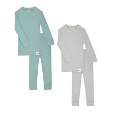 Пижамные комплекты Sleep On It из 100% органического хлопка в рубчик, плотно прилегающие к телу пижамы из 4 и 6 предметов для мальчиков – для младенцев Sleep On It