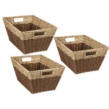 Honey-Can-Do Set of 3 Nesting Rectangle Seagrass Storage Basket Set Honey-Can-Do