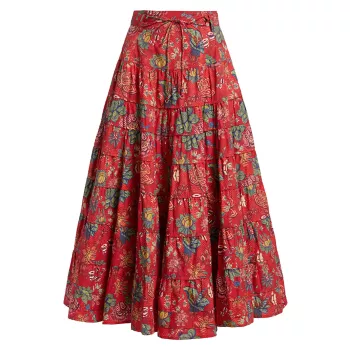 Ярусная юбка миди Aspen с цветочным принтом Ulla Johnson