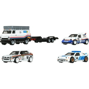 Hot Wheels Premium Collector Rally Legend Display Set, 3 Cars & 1 Transporter Hot Wheels