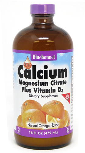 Кальций Магний Цитрат с Витамином D3, Натуральный апельсин - 473 мл - Bluebonnet Nutrition Bluebonnet Nutrition
