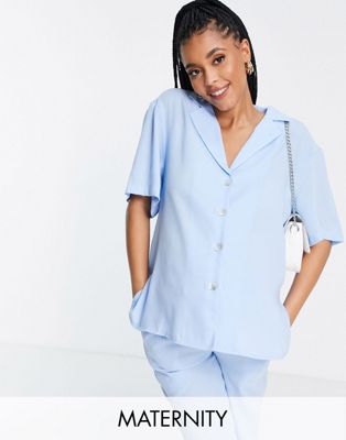 Небесно-голубая пляжная рубашка для беременных Fashion Union - часть комплекта Fashion Union Maternity