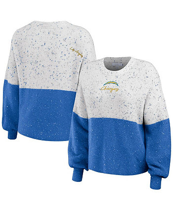 Женский белый, пудрово-синий, легкий укороченный пуловер Los Angeles Chargers с цветными блоками, свитер WEAR by Erin Andrews