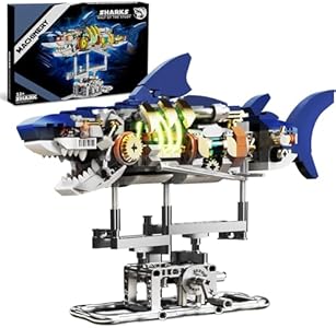 Ideas Mechanical Shark Building Set - with Display Stand and Light, Marine Animal with Linkage Function, for Adults, Ocean & Mechanical Enthusiasts. (Compatible with Legos for Boys Age 8-12) QLT QIAOLETONG