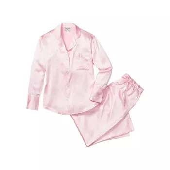 Розовый шелковый пижамный комплект с широкими манжетами Petite Plume