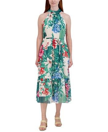 Women's Printed Mock-Neck Sleeveless Dress Donna Ricco