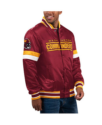 Мужская атласная университетская куртка с длинными кнопками Washington Commanders Home Game бордового цвета Starter