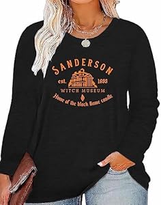 Plus Size Tops for Women T Shirts Casual Long Sleeve Pumpkin Milk Tea Coffee Graphic Print Halloween Tees GeLivable