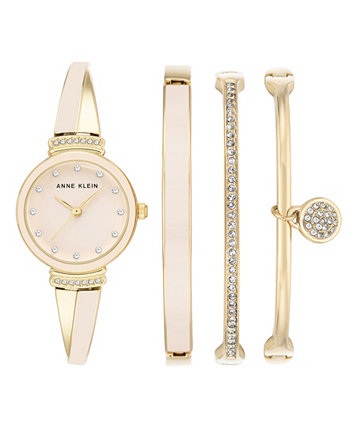 Женский золотой браслет из сплава с розовой эмалью Модные часы 33,5 мм и набор браслетов Anne Klein