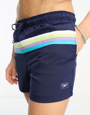 Темно-синие водные шорты Speedo Color Block Volley 14 дюймов с полосками Speedo