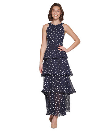 Women's Dot-Print Tiered Maxi Dress Tommy Hilfiger