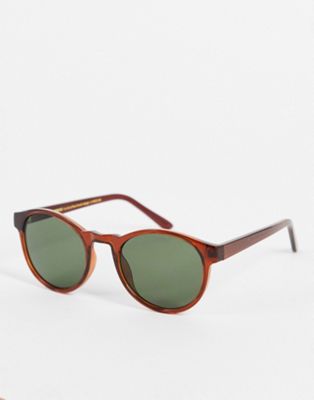 A.Kjaerbede Marvin round sunglasses in brown transparent A.Kjaerbede