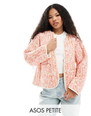 ASOS DESIGN Petite cotton quilted jacket in micro floral print ASOS Petite