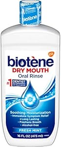 biotène Oral Rinse Mouthwash for Dry Mouth, Breath Freshener and Dry Mouth Treatment, Fresh Mint - 33.8 fl oz Biotene