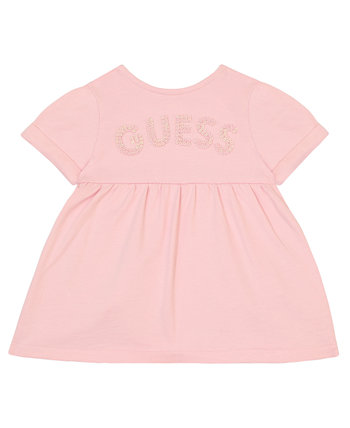 Платье для девочки GUESS из хлопкового терри с коротким рукавом GUESS